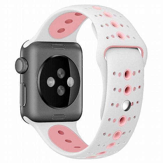 ����� ������� ����  Two Tone Porous Silicone Band ���� LaTera ����� ��� ����: Apple Watch 42mm/44mm/45mm (��� White/Pink)