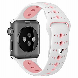 רצועת סיליקון מדגם Two Tone Porous Silicone Band מבית LaTera לשעון חכם מדגם: Apple Watch 42mm/44mm/45mm (צבע White/Pink) רצועת סיליקון מדגם Two Tone Porous Silicone Band מבית LaTera לשעון חכם מדגם: Apple Watch 42mm/44mm/45mm (צבע White/Pink)