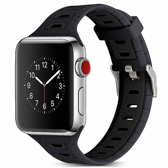 ����� ������� ����  T-Shape Two Color Silicone Band ���� LaTera ����� ��� ����: Apple Watch 42mm/44mm/45mm (��� Black)