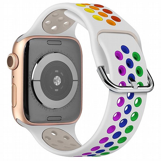 ����� ������� ���� Two Tone Sport Silicone Band ���� LaTera ����� ��� ����: Apple Watch 38mm/40mm/41mm (��� White/Green)
