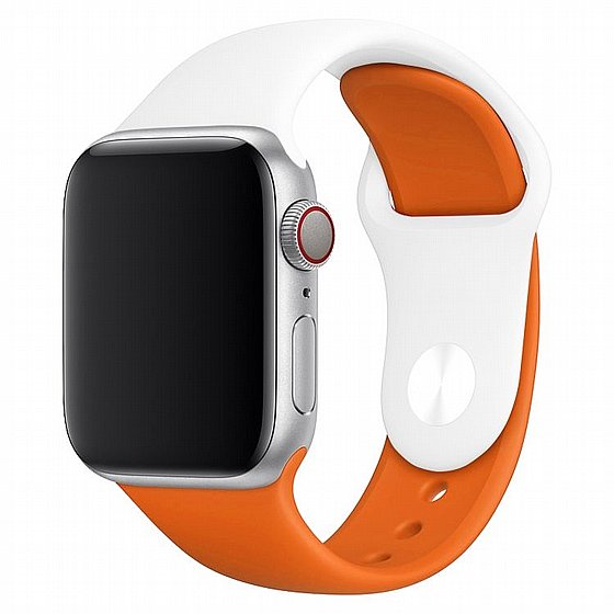 ����� ������� ����  Double Colors Silicone Band ���� LaTera ����� ��� ����: Apple Watch 38mm/40mm/41mm (��� White/Orange)