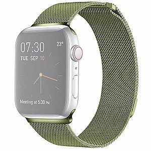 רצועת מתכת מדגם Milanese Loop Magnetic Steel Band מבית LaTera לשעון חכם מדגם: Apple Watch 42mm/44mm/45mm (צבע Army Green) רצועת מתכת מדגם Milanese Loop Magnetic Steel Band מבית LaTera לשעון חכם מדגם: Apple Watch 42mm/44mm/45mm (צבע Army Green)
