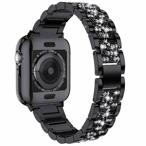����� ���� ���� Three Bead Diamond Steel Band ���� LaTera ����� ��� ����: Apple Watch 38mm/40mm/41mm (��� Black)