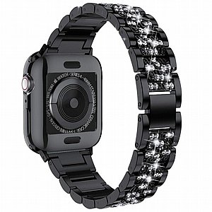 רצועת מתכת מדגם Three Bead Diamond Steel Band מבית LaTera לשעון חכם מדגם: Apple Watch 38mm/40mm/41mm (צבע Black) רצועת מתכת מדגם Three Bead Diamond Steel Band מבית LaTera לשעון חכם מדגם: Apple Watch 38mm/40mm/41mm (צבע Black)