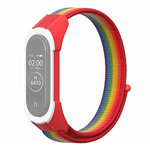 רצועת בד / ניילון מדגם Replacement Strap Nylon Band מבית LaTera לשעון חכם מדגם: Xiaomi Mi Band 3 / 4 (צבע Rainbow/Red White) רצועת בד / ניילון מדגם Replacement Strap Nylon Band מבית LaTera לשעון חכם מדגם: Xiaomi Mi Band 3 / 4 (צבע Rainbow/Red White)