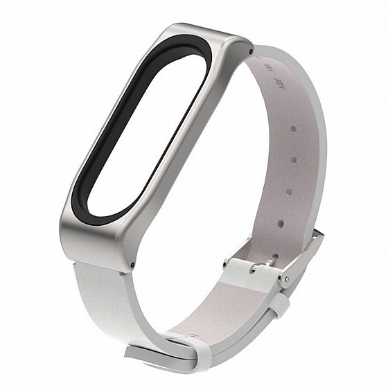����� ��� ���� Wrist Straps Leather Band ���� LaTera ����� ��� ����: Xiaomi Mi Band 5 / 6 (��� White)