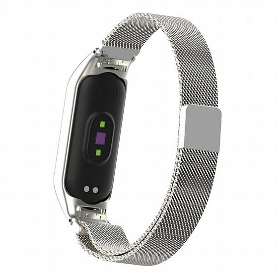 ����� ���� ���� Milano Magnetic Steel Band ���� LaTera ����� ��� ����: Xiaomi Mi Band 3 / 4 (��� Silver)