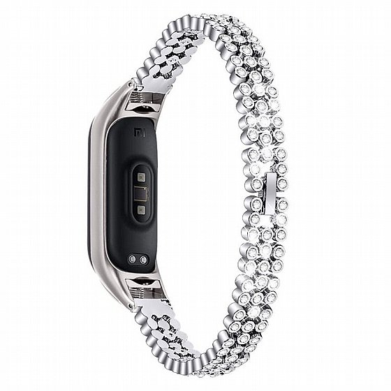 ����� ���� ���� Diamond Studded Steel Band ���� LaTera ����� ��� ����: Xiaomi Mi Band 3 / 4 (��� Silver)