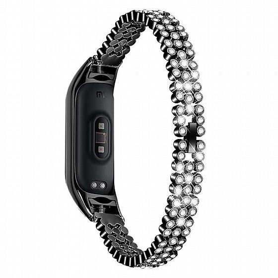 ����� ���� ���� Diamond Studded Steel Band ���� LaTera ����� ��� ����: Xiaomi Mi Band 3 / 4 (��� Black)