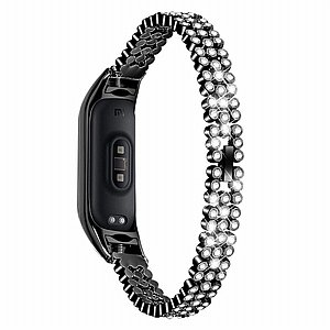 ����� ���� ���� Diamond Studded Steel Band ���� LaTera ����� ��� ����: Xiaomi Mi Band 3 / 4 (��� Black)