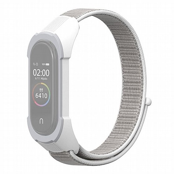 ����� �� / ������ ���� Replacement Strap Nylon Band ���� LaTera ����� ��� ����: Xiaomi Mi Band 5 / 6 (��� Seashell/White Grey)