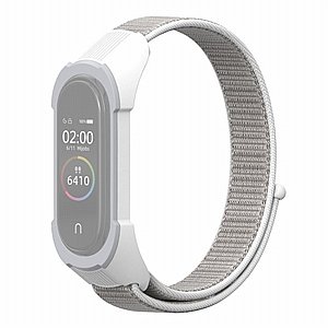 ����� �� / ������ ���� Replacement Strap Nylon Band ���� LaTera ����� ��� ����: Xiaomi Mi Band 5 / 6 (��� Seashell/White Grey)