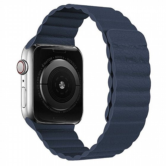 ����� ��� ����   Two Loop Magnetic Leather Band ���� LaTera ����� ��� ����: Apple Watch 42mm/44mm/45mm (��� Navy Blue)