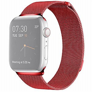 רצועת מתכת מדגם Milanese Loop Magnetic Steel Band מבית LaTera לשעון חכם מדגם: Apple Watch 38mm/40mm/41mm (צבע Red) רצועת מתכת מדגם Milanese Loop Magnetic Steel Band מבית LaTera לשעון חכם מדגם: Apple Watch 38mm/40mm/41mm (צבע Red)