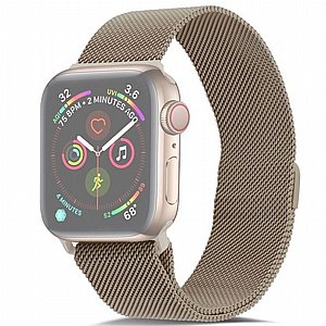 רצועת מתכת מדגם Milanese Loop Magnetic Steel Band מבית LaTera לשעון חכם מדגם: Apple Watch 42mm/44mm/45mm (צבע Vintage Gold) רצועת מתכת מדגם Milanese Loop Magnetic Steel Band מבית LaTera לשעון חכם מדגם: Apple Watch 42mm/44mm/45mm (צבע Vintage Gold)