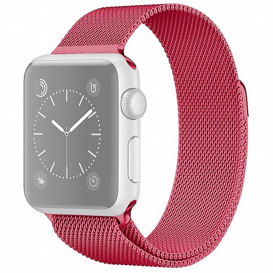 ����� ���� ���� Milanese Loop Magnetic Steel Band ���� LaTera ����� ��� ����: Apple Watch 42mm/44mm/45mm (��� Bright Pink)