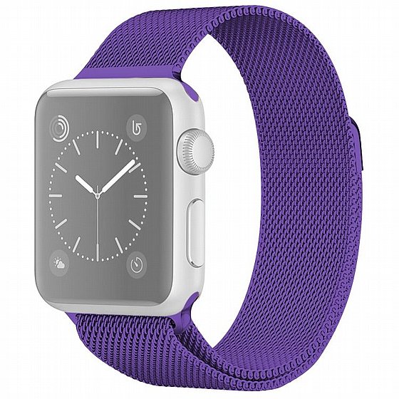 ����� ���� ���� Milanese Loop Magnetic Steel Band ���� LaTera ����� ��� ����: Apple Watch 38mm/40mm/41mm (��� Bright Purple)