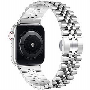 רצועת מתכת מדגם Five Beads Steel Band מבית LaTera לשעון חכם מדגם: Apple Watch 38mm/40mm/41mm (צבע Silver) רצועת מתכת מדגם Five Beads Steel Band מבית LaTera לשעון חכם מדגם: Apple Watch 38mm/40mm/41mm (צבע Silver)