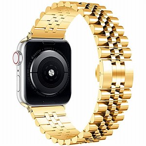 רצועת מתכת מדגם Five Beads Steel Band מבית LaTera לשעון חכם מדגם: Apple Watch 38mm/40mm/41mm (צבע Gold) רצועת מתכת מדגם Five Beads Steel Band מבית LaTera לשעון חכם מדגם: Apple Watch 38mm/40mm/41mm (צבע Gold)