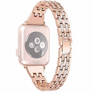רצועת מתכת מדגם Colorful Bead Diamond Steel Band מבית LaTera לשעון חכם מדגם: Apple Watch 38mm/40mm/41mm (צבע Rose Gold) רצועת מתכת מדגם Colorful Bead Diamond Steel Band מבית LaTera לשעון חכם מדגם: Apple Watch 38mm/40mm/41mm (צבע Rose Gold)