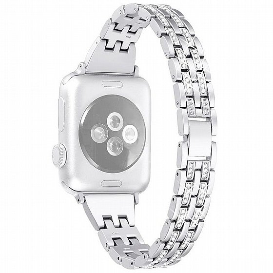 ����� ���� ���� Colorful Bead Diamond Steel Band ���� LaTera ����� ��� ����: Apple Watch 38mm/40mm/41mm (��� Silver)