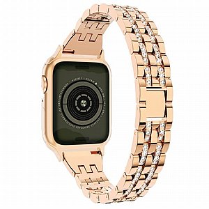 רצועת מתכת מדגם Diamond Steel Band מבית LaTera לשעון חכם מדגם: Apple Watch 42mm/44mm/45mm (צבע Champagne Gold) רצועת מתכת מדגם Diamond Steel Band מבית LaTera לשעון חכם מדגם: Apple Watch 42mm/44mm/45mm (צבע Champagne Gold)