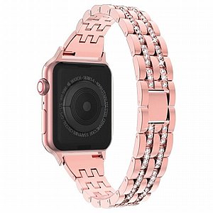 רצועת מתכת מדגם Diamond Steel Band מבית LaTera לשעון חכם מדגם: Apple Watch 38mm/40mm/41mm (צבע Rose Gold) רצועת מתכת מדגם Diamond Steel Band מבית LaTera לשעון חכם מדגם: Apple Watch 38mm/40mm/41mm (צבע Rose Gold)
