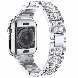 רצועת מתכת מדגם Three Bead Diamond Steel Band מבית LaTera לשעון חכם מדגם: Apple Watch 42mm/44mm/45mm (צבע Silver) רצועת מתכת מדגם Three Bead Diamond Steel Band מבית LaTera לשעון חכם מדגם: Apple Watch 42mm/44mm/45mm (צבע Silver)