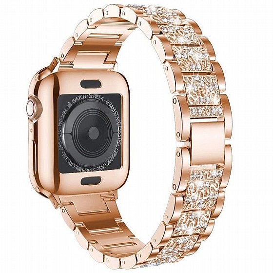 ����� ���� ���� Three Bead Diamond Steel Band ���� LaTera ����� ��� ����: Apple Watch 38mm/40mm/41mm (��� Champagne Gold)