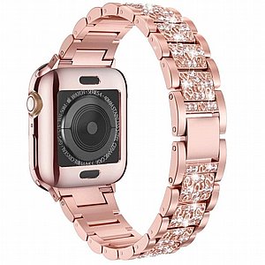 רצועת מתכת מדגם Three Bead Diamond Steel Band מבית LaTera לשעון חכם מדגם: Apple Watch 38mm/40mm/41mm (צבע Rose Gold) רצועת מתכת מדגם Three Bead Diamond Steel Band מבית LaTera לשעון חכם מדגם: Apple Watch 38mm/40mm/41mm (צבע Rose Gold)