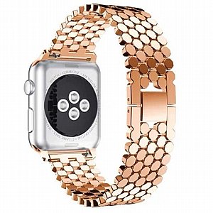רצועת מתכת מדגם Honeycomb Diamond Steel Band מבית LaTera לשעון חכם מדגם: Apple Watch 42mm/44mm/45mm (צבע Rose Gold) רצועת מתכת מדגם Honeycomb Diamond Steel Band מבית LaTera לשעון חכם מדגם: Apple Watch 42mm/44mm/45mm (צבע Rose Gold)