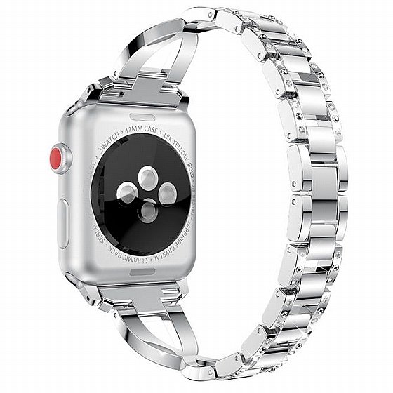 ����� ���� ���� Xshaped Diamond Steel Band ���� LaTera ����� ��� ����: Apple Watch 42mm/44mm/45mm (��� Silver)