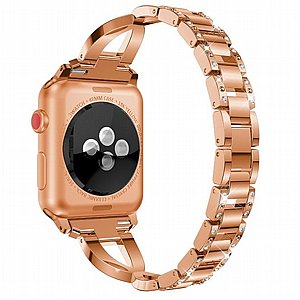רצועת מתכת מדגם Xshaped Diamond Steel Band מבית LaTera לשעון חכם מדגם: Apple Watch 38mm/40mm/41mm (צבע Rose Gold) רצועת מתכת מדגם Xshaped Diamond Steel Band מבית LaTera לשעון חכם מדגם: Apple Watch 38mm/40mm/41mm (צבע Rose Gold)