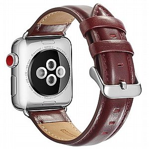 רצועת עור מדגם Crazy Horse Leather Band מבית LaTera לשעון חכם מדגם: Apple Watch 42mm/44mm/45mm (צבע Wine Red)) רצועת עור מדגם Crazy Horse Leather Band מבית LaTera לשעון חכם מדגם: Apple Watch 42mm/44mm/45mm (צבע Wine Red))