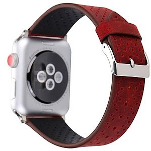 רצועת עור מדגם Fashion Genuine Leather Band מבית LaTera לשעון חכם מדגם: Apple Watch 38mm/40mm/41mm (צבע Red) רצועת עור מדגם Fashion Genuine Leather Band מבית LaTera לשעון חכם מדגם: Apple Watch 38mm/40mm/41mm (צבע Red)