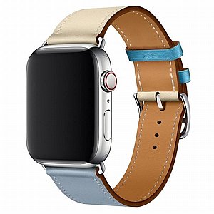 רצועת עור מדגם Two Color Single Leather Band מבית LaTera לשעון חכם מדגם: Apple Watch 38mm/40mm/41mm (צבע Grey Blue/Pink White/Ice Blue) רצועת עור מדגם Two Color Single Leather Band מבית LaTera לשעון חכם מדגם: Apple Watch 38mm/40mm/41mm (צבע Grey Blue/Pink White/Ice Blue)