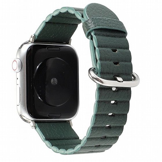 ����� ��� ����   Loop Stripes Leather Band ���� LaTera ����� ��� ����: Apple Watch 42mm/44mm/45mm (��� Dark Green)