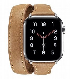 ����� ��� ����   Thin Genuine Double Loop Leather Band ���� LaTera ����� ��� ����: Apple Watch 38mm/40mm/41mm (��� Brown)