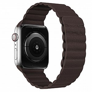 רצועת עור מדגם Two Loop Magnetic Leather Band מבית LaTera לשעון חכם מדגם: Apple Watch 42mm/44mm/45mm (צבע Dark Brown) רצועת עור מדגם Two Loop Magnetic Leather Band מבית LaTera לשעון חכם מדגם: Apple Watch 42mm/44mm/45mm (צבע Dark Brown)