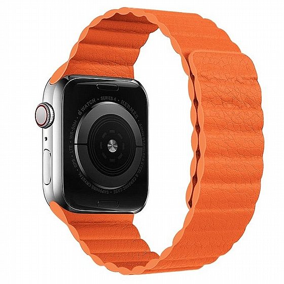 ����� ��� ����   Two Loop Magnetic Leather Band ���� LaTera ����� ��� ����: Apple Watch 42mm/44mm/45mm (��� Orange)