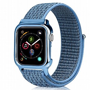 ����� �� / ������ ���� Simple Fashion Nylon Band ���� LaTera ����� ��� ����: Apple Watch 42mm/44mm/45mm (��� Reflective Blue)