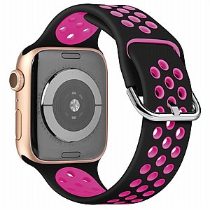 רצועת סיליקון מדגם Two Tone Sport Silicone Band מבית LaTera לשעון חכם מדגם: Apple Watch 42mm/44mm/45mm (צבע Black/Rose Red) רצועת סיליקון מדגם Two Tone Sport Silicone Band מבית LaTera לשעון חכם מדגם: Apple Watch 42mm/44mm/45mm (צבע Black/Rose Red)