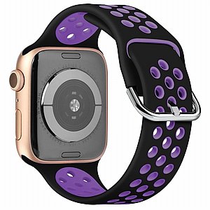 רצועת סיליקון מדגם Two Tone Sport Silicone Band מבית LaTera לשעון חכם מדגם: Apple Watch 42mm/44mm/45mm (צבע Black/Dark Purple) רצועת סיליקון מדגם Two Tone Sport Silicone Band מבית LaTera לשעון חכם מדגם: Apple Watch 42mm/44mm/45mm (צבע Black/Dark Purple)