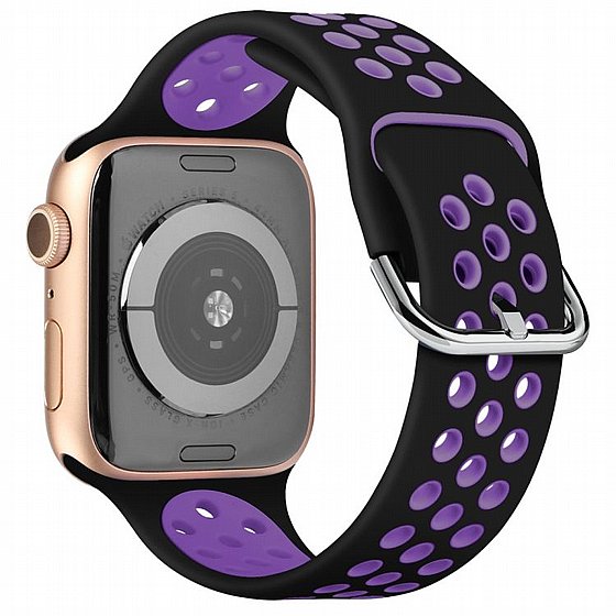 ����� ������� ���� Two Tone Sport Silicone Band ���� LaTera ����� ��� ����: Apple Watch 38mm/40mm/41mm (��� Black/Dark Purple)