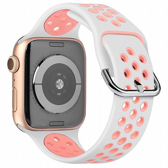 ����� ������� ���� Two Tone Sport Silicone Band ���� LaTera ����� ��� ����: Apple Watch 38mm/40mm/41mm (��� White/Pink)