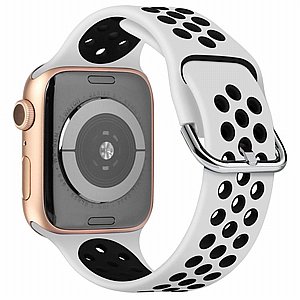 רצועת סיליקון מדגם Two Tone Sport Silicone Band מבית LaTera לשעון חכם מדגם: Apple Watch 38mm/40mm/41mm (צבע White/Black) רצועת סיליקון מדגם Two Tone Sport Silicone Band מבית LaTera לשעון חכם מדגם: Apple Watch 38mm/40mm/41mm (צבע White/Black)