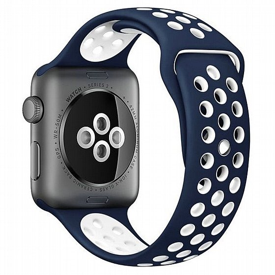 ����� ������� ���� Sport Silicone Band ���� LaTera ����� ��� ����: Apple Watch 42mm/44mm/45mm (��� Dark Blue/White)