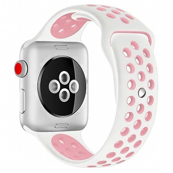 ����� ������� ���� Sport Silicone Band ���� LaTera ����� ��� ����: Apple Watch 38mm/40mm/41mm (��� White/Pink)