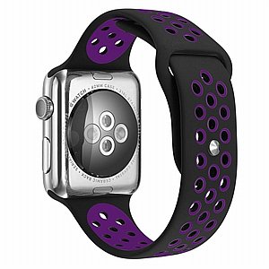 רצועת סיליקון מדגם Sport Silicone Band מבית LaTera לשעון חכם מדגם: Apple Watch 38mm/40mm/41mm (צבע Black/Purple) רצועת סיליקון מדגם Sport Silicone Band מבית LaTera לשעון חכם מדגם: Apple Watch 38mm/40mm/41mm (צבע Black/Purple)
