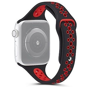 רצועת סיליקון מדגם Little Waist Sport Silicone Band מבית LaTera לשעון חכם מדגם: Apple Watch 42mm/44mm/45mm (צבע Black/Red) רצועת סיליקון מדגם Little Waist Sport Silicone Band מבית LaTera לשעון חכם מדגם: Apple Watch 42mm/44mm/45mm (צבע Black/Red)